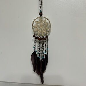Boho feather and turquoise necklace